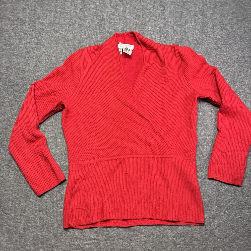 Vintage ESCADA Sweater Women‎ Size 44 Red Margaretha Ley Cashmere Wool Silk 80s